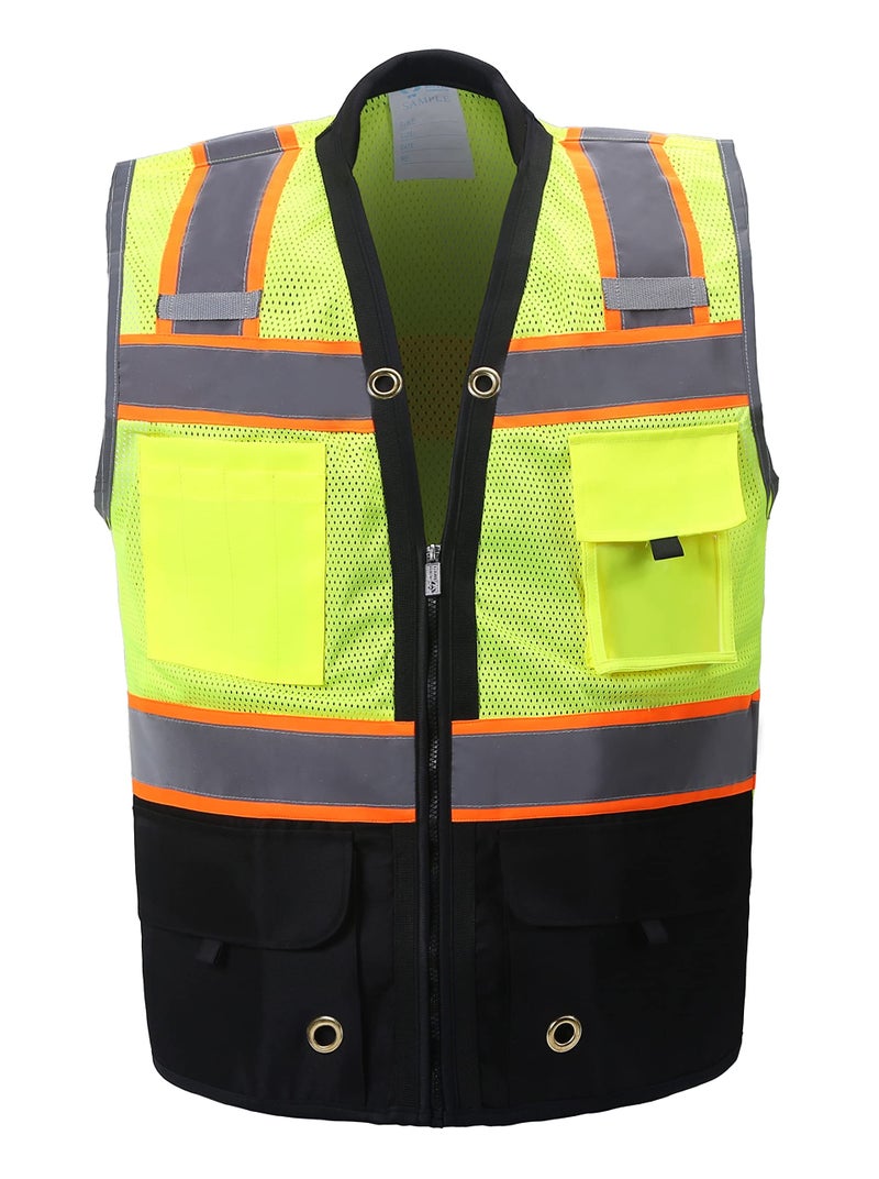 ShineBright Shine Bright Safety Vest - High Visibility with Reflective Straps and Pockets â€“ Soft, Durable, and Breathable â€“ ANSI CLASS 2 (Size 4XL, Black) - Image 1